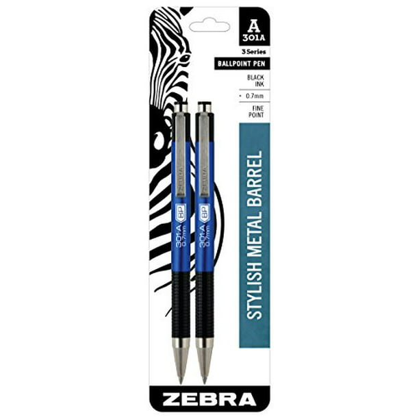0.7mm,Color Varies Fine Point Zebra 301A Ballpoint Aluminum Retractable Pen